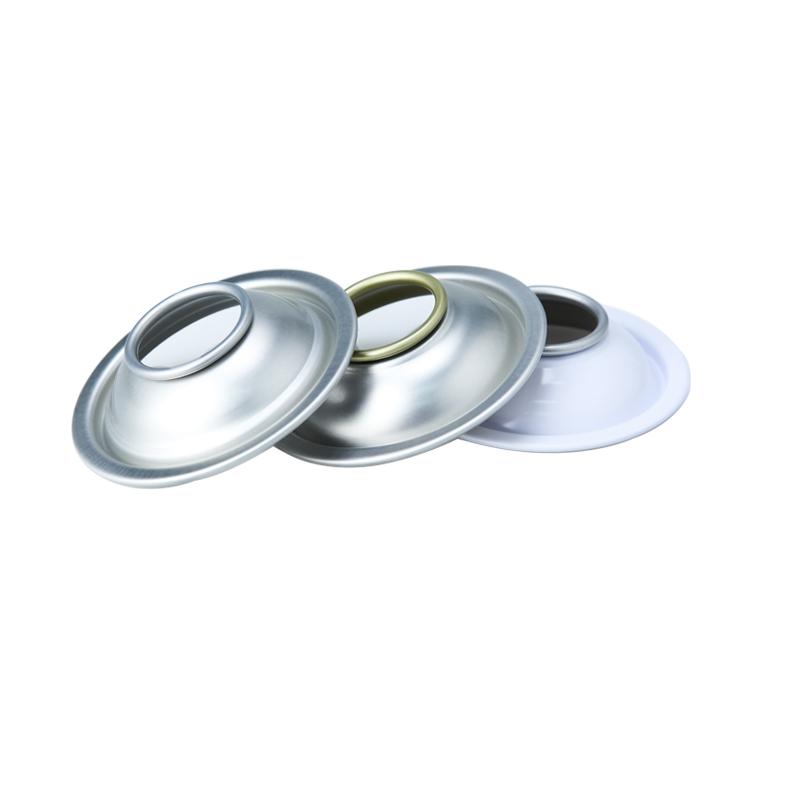 Крышки для аэрозольных баллончиков диаметром 65 мм, белые, конусообразные и куполообразные, с покрытием белого цвета.