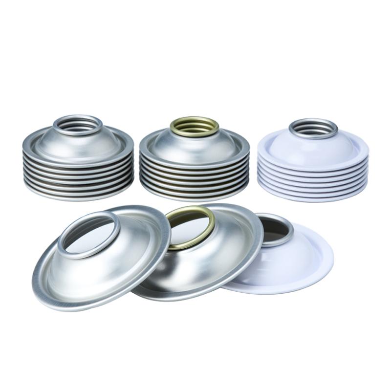 Крышки для аэрозольных баллончиков диаметром 65 мм, белые, конусообразные и куполообразные, с покрытием белого цвета.