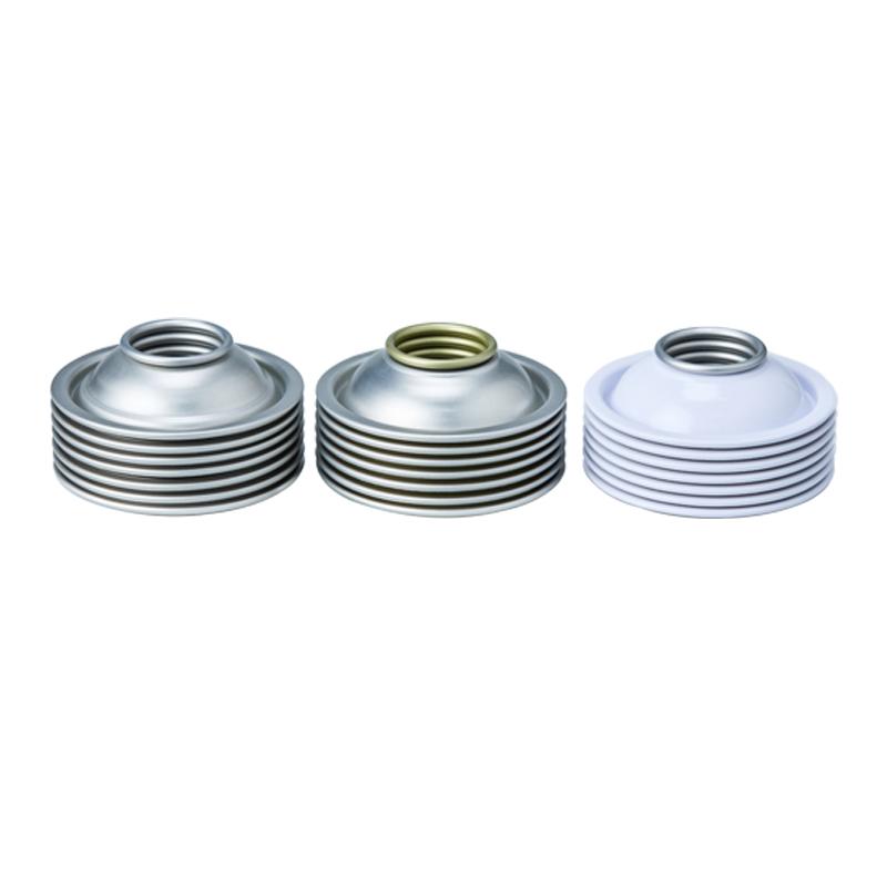 Крышки для аэрозольных баллончиков диаметром 65 мм, белые, конусообразные и куполообразные, с покрытием белого цвета.