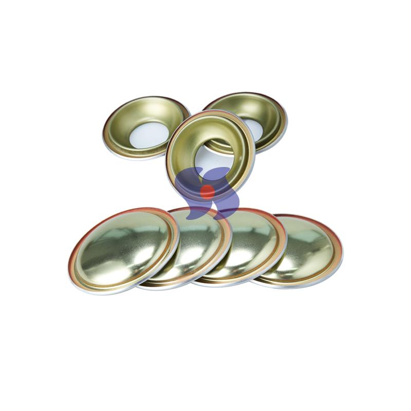 Лакированные компоненты аэрозольного баллончика диаметром 45/52/57/60/65/70 мм.