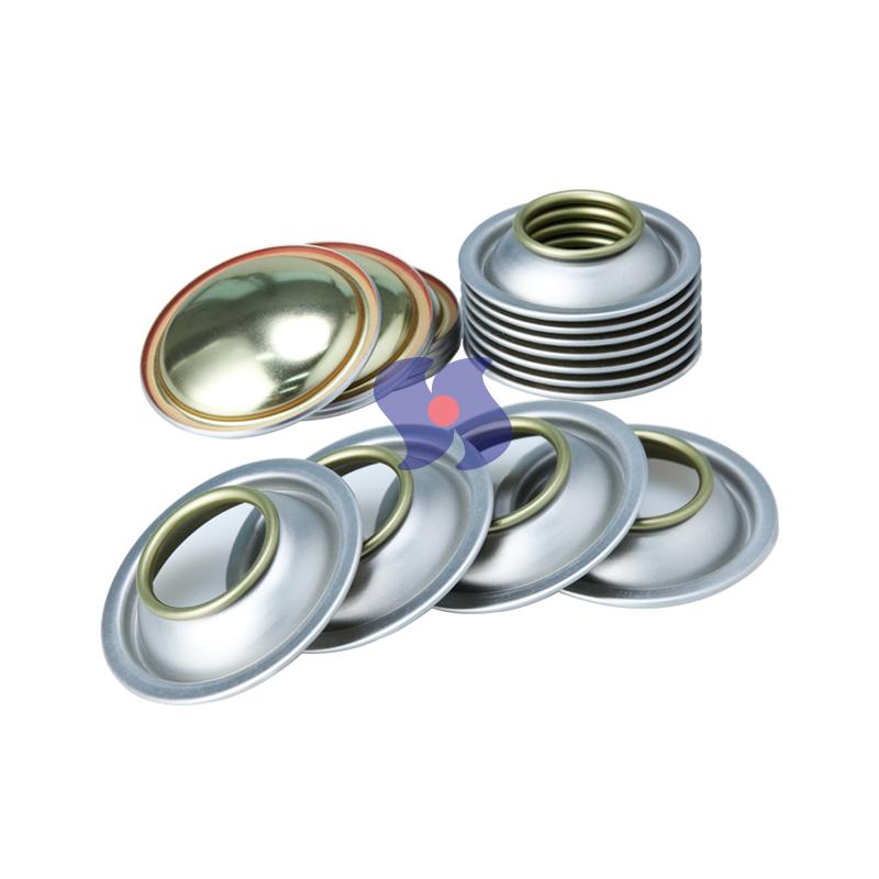 Лакированные компоненты аэрозольного баллончика диаметром 45/52/57/60/65/70 мм.