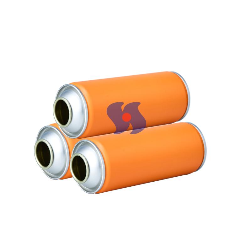 Пустые жестяные аэрозольные баллончики диаметром 52*140 мм с золотистым лакированным покрытием внутри.